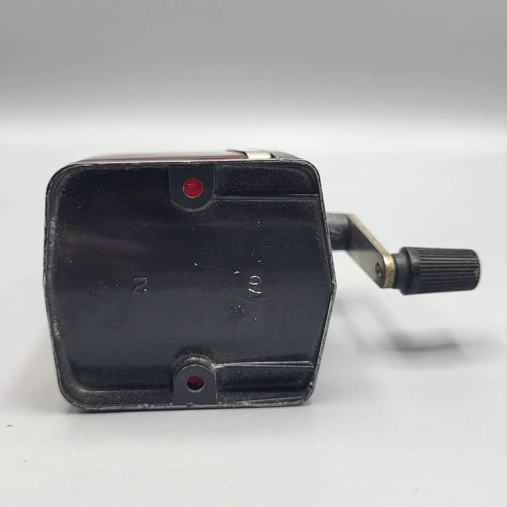 Boston Boston-ette Pencil Sharpener Manual Hand Crank Red Black Vintage